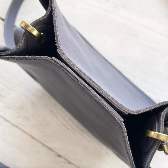 RARE Madewell Small Sydney Leather Crossbody Bag Charcoal Gray / Blue $168 #AI57 - Picture 3 of 15